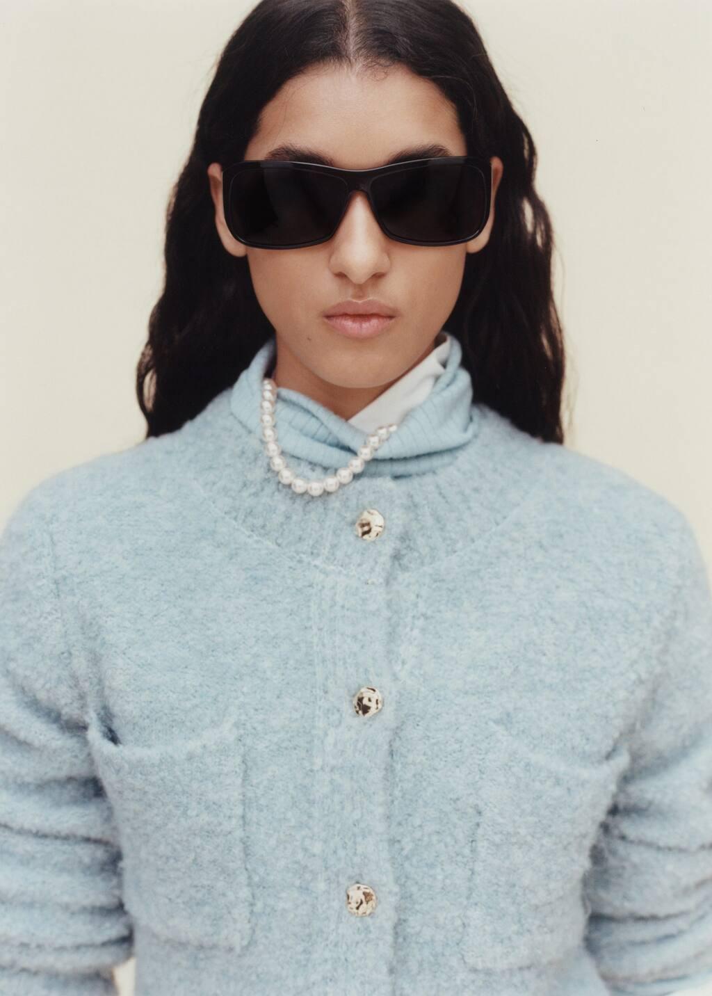 Blue Lt-Pastel Boucle Jacket With Jewel Buttons, , large image number 5