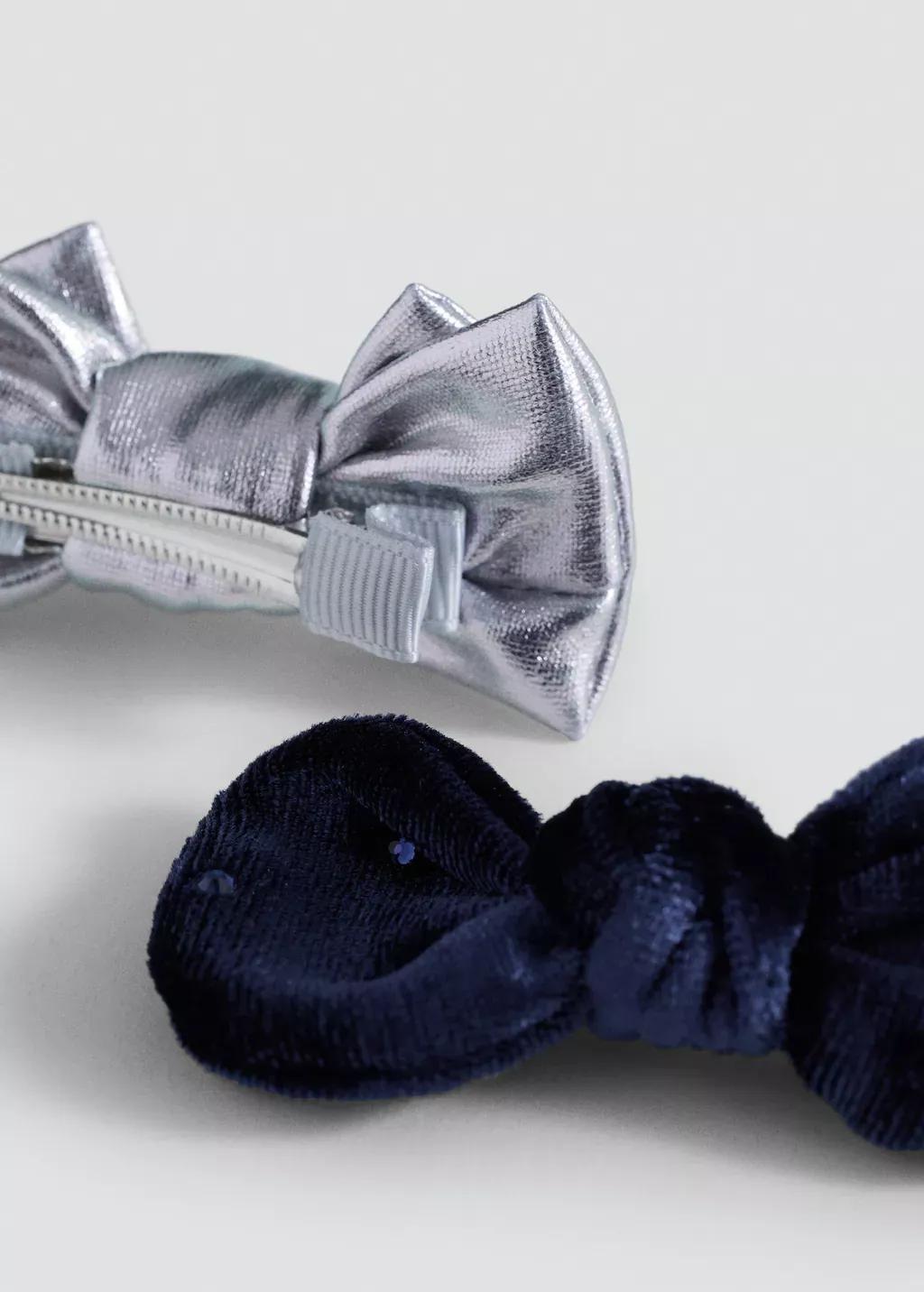 Silver Hairclip Set, Set Of 2, Kids Girls, Silver, large image number 0