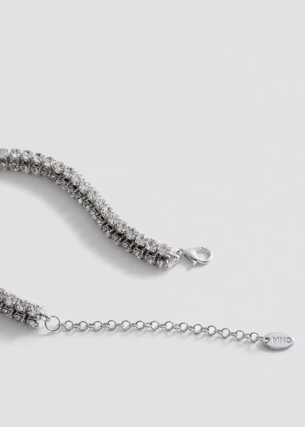 Silver Faceted Crystal Necklace, Silver, large image number 0