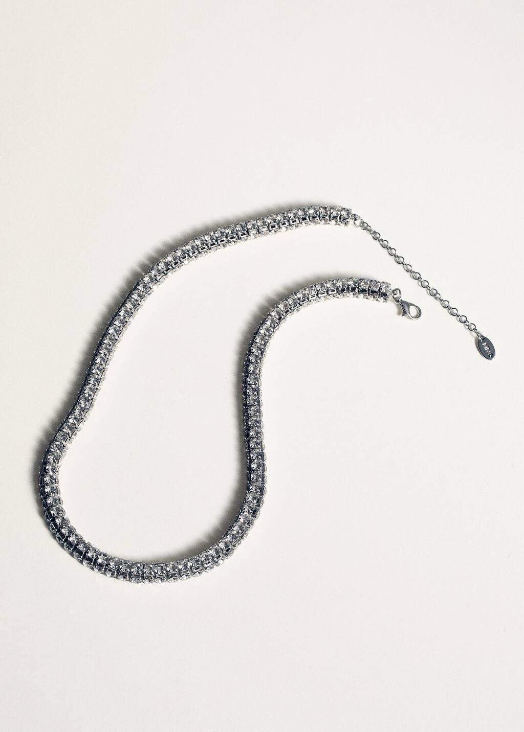 Silver Faceted Crystal Necklace, Silver, large image number 1