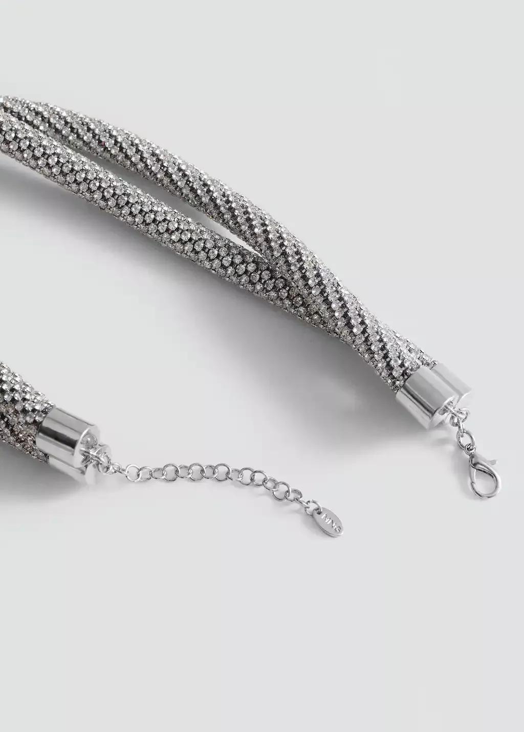 Silver Double Crystal Necklace, Silver, large image number 0