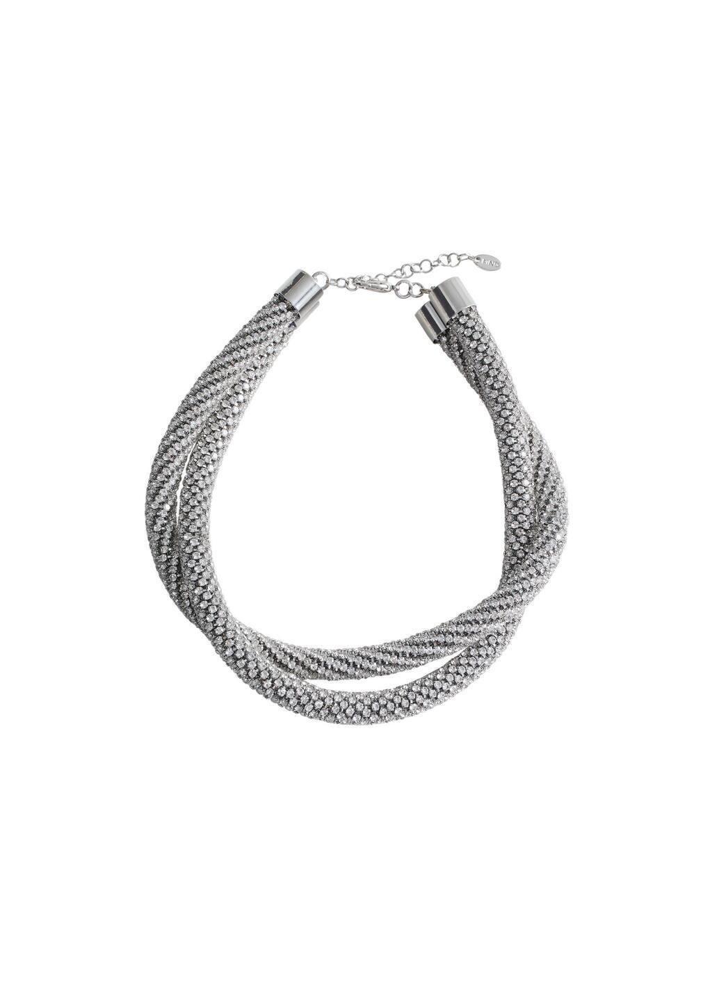 Silver Double Crystal Necklace, Silver, large image number 2