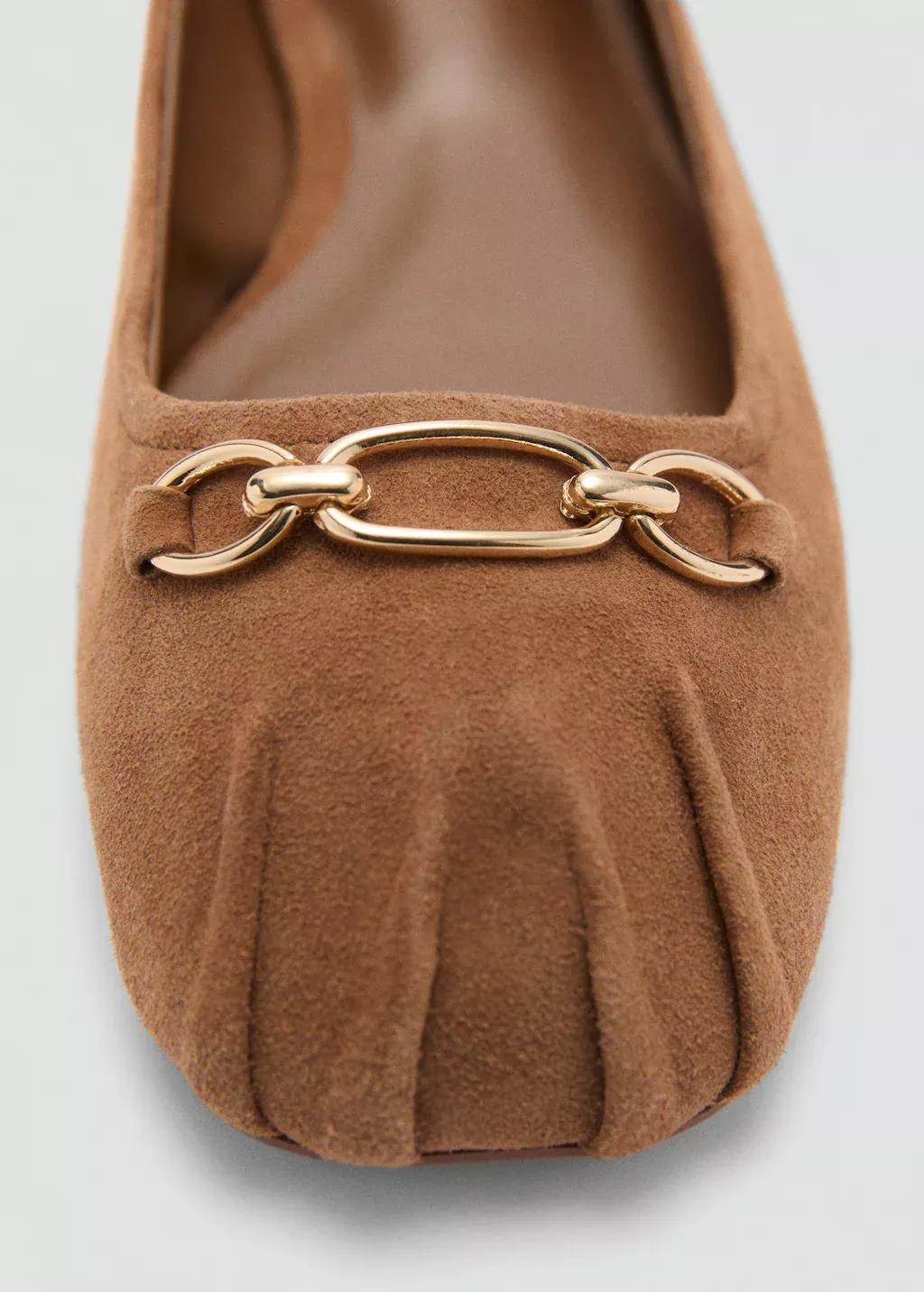 Brown Link Leather Ballerina, , large image number 2