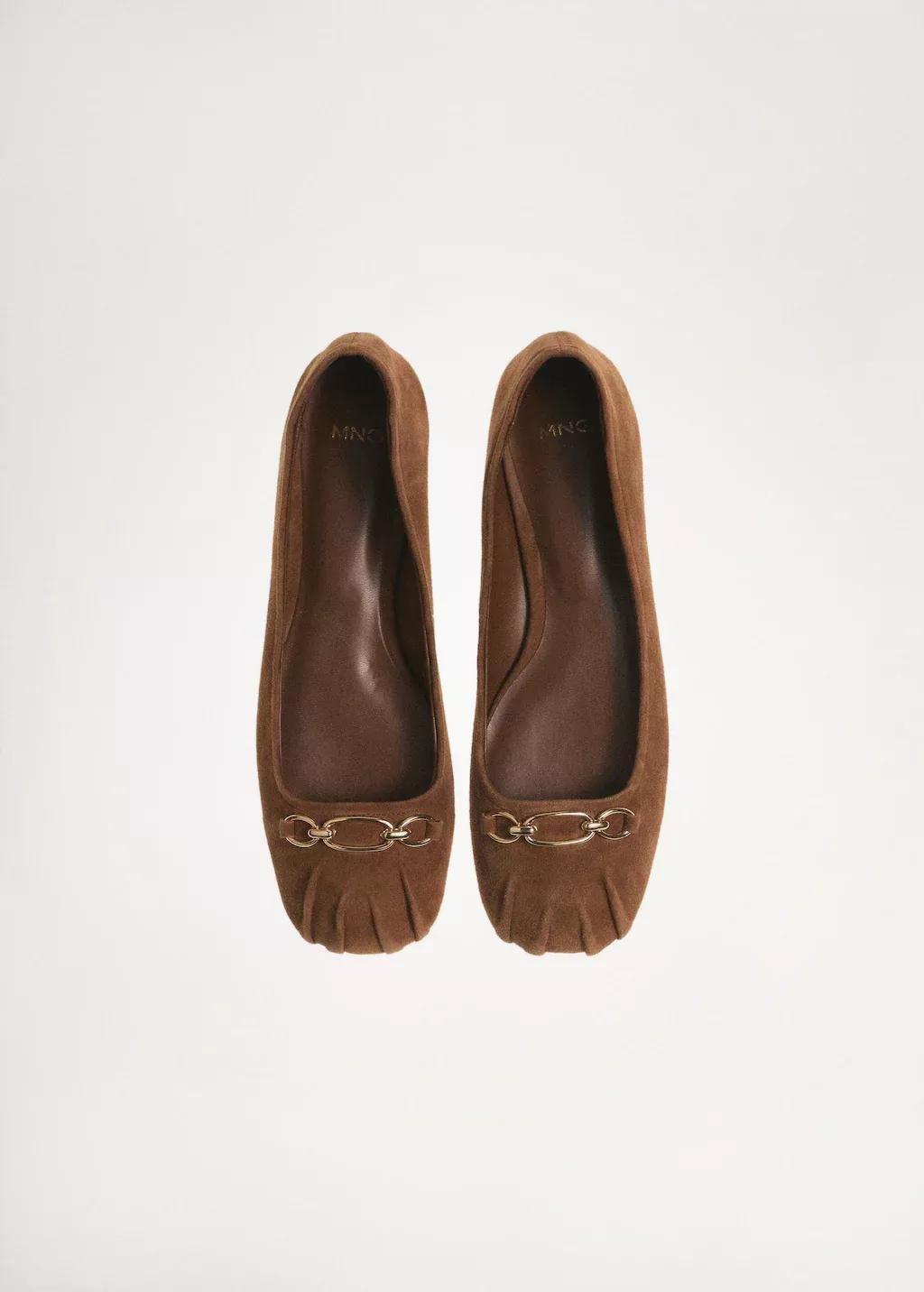 Brown Link Leather Ballerina, , large image number 4