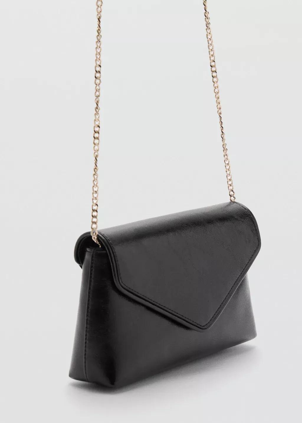 Black Flap Chain Bag, Black, large image number 0