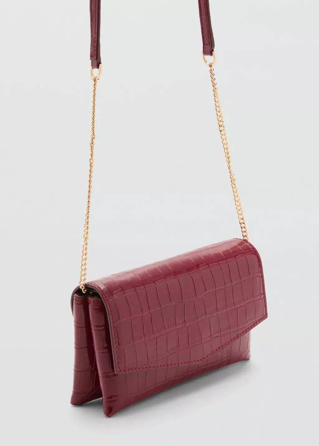 Red Croc-Effect Flap Bag, 0201_75, large image number 0