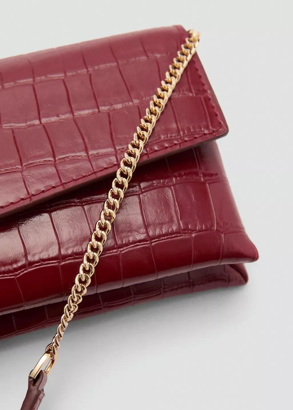 Red Croc-Effect Flap Bag, 0201_75, large image number 1