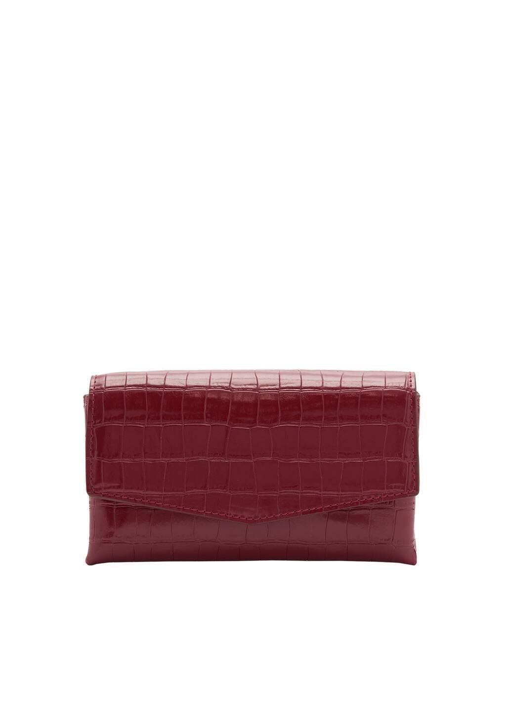 Red Croc-Effect Flap Bag, 0201_75, large image number 3