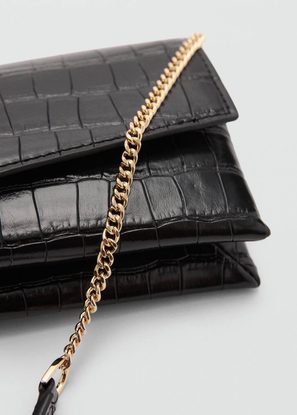 Black Croc-Effect Flap Bag, 0201_99, large image number 1