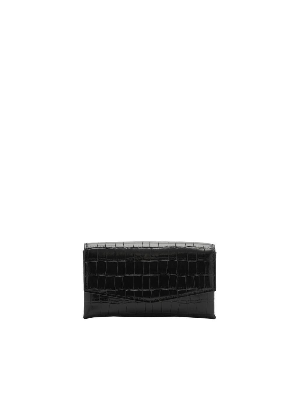 Black Croc-Effect Flap Bag, 0201_99, large image number 3