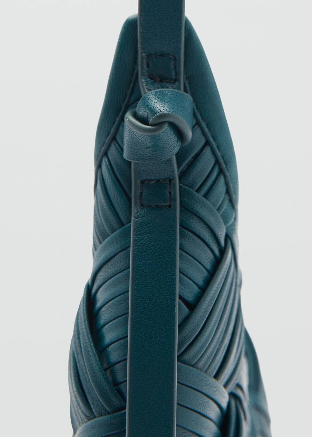 Blue Braided Leather Bag, Dark Blue, large image number 1