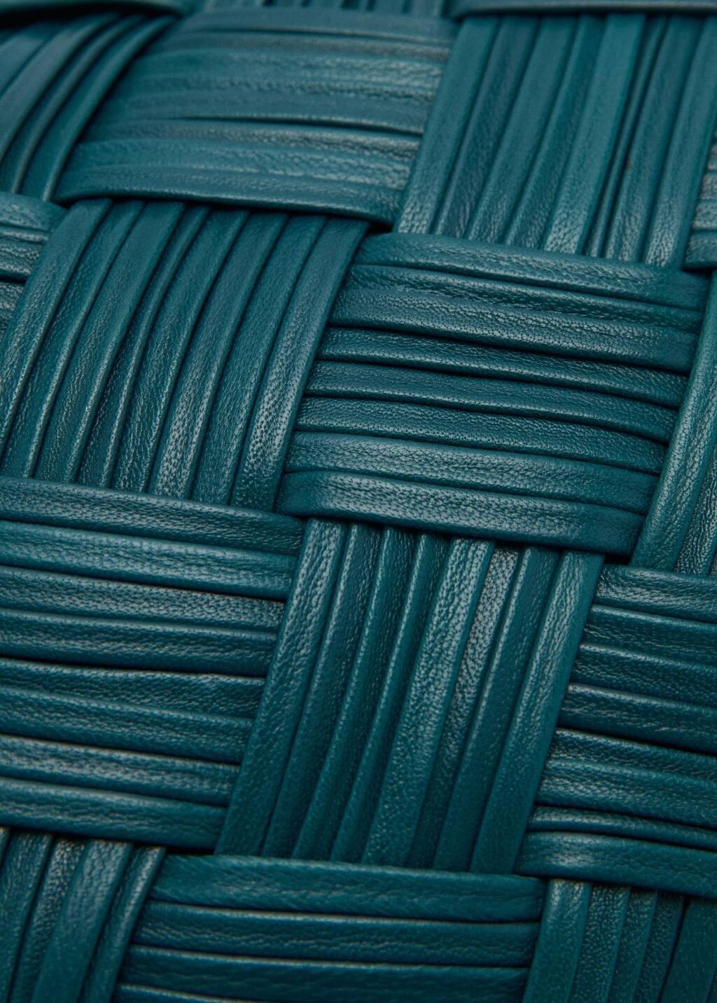 Blue Braided Leather Bag, Dark Blue, large image number 2