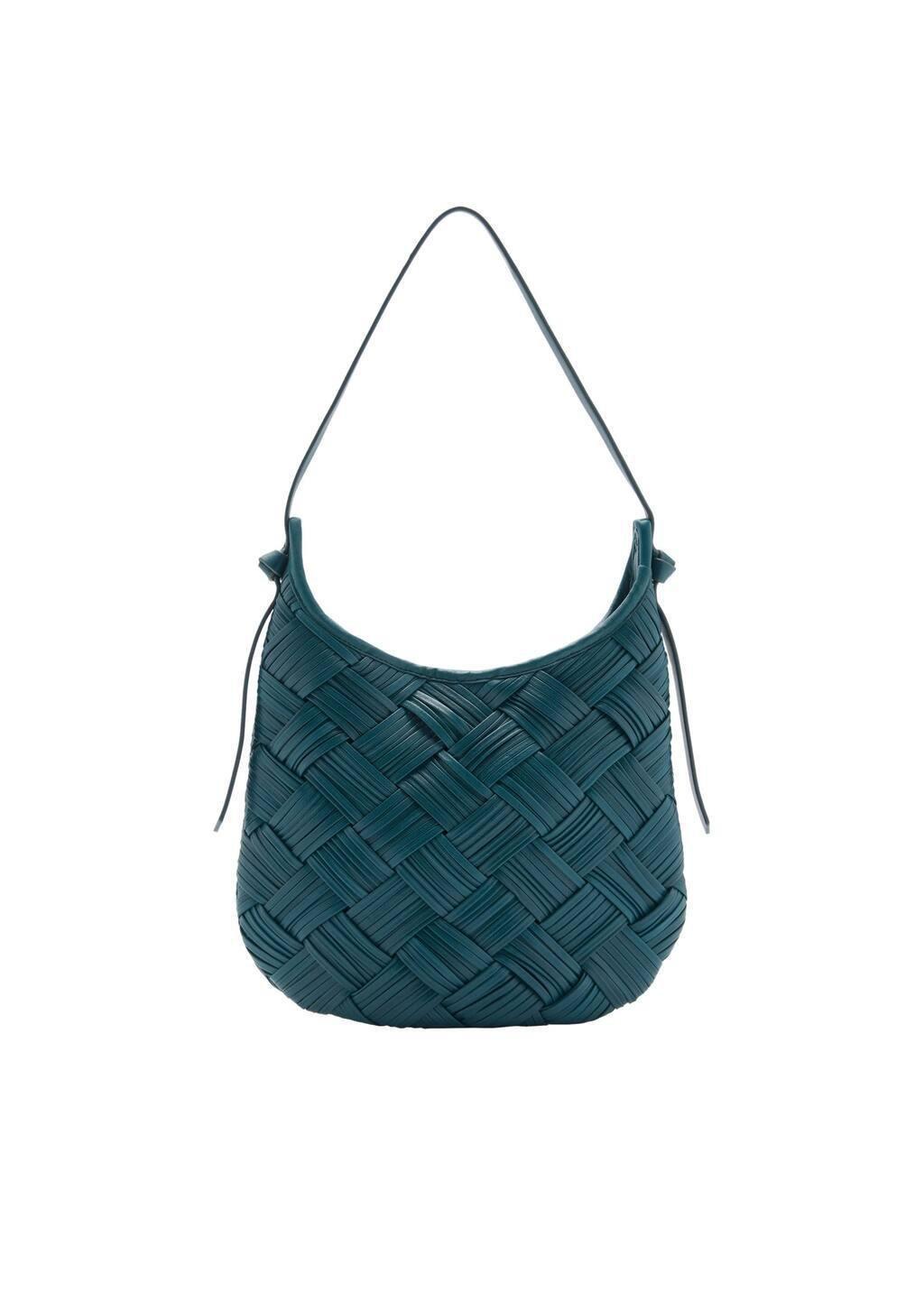 Blue Braided Leather Bag, Dark Blue, large image number 3
