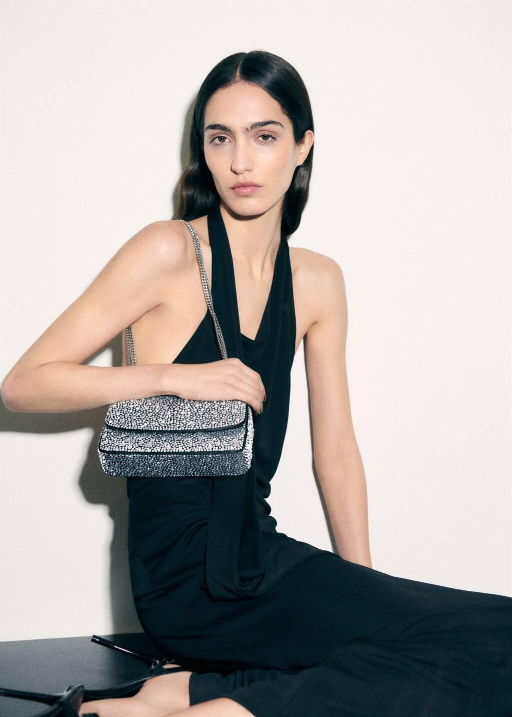 Black Crystal Flap Bag, 0201_99, large image number 5