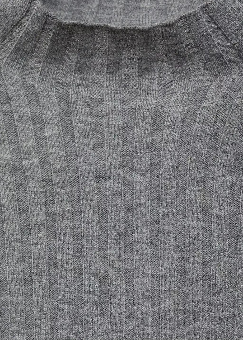 Grey Perkins-Neck Rib-Knit Sweater, , large image number 3