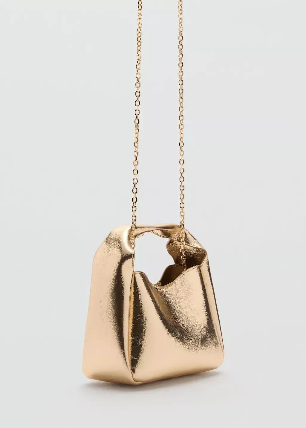 Gold Metallic Effect Hand Bag, Gold, large image number 0