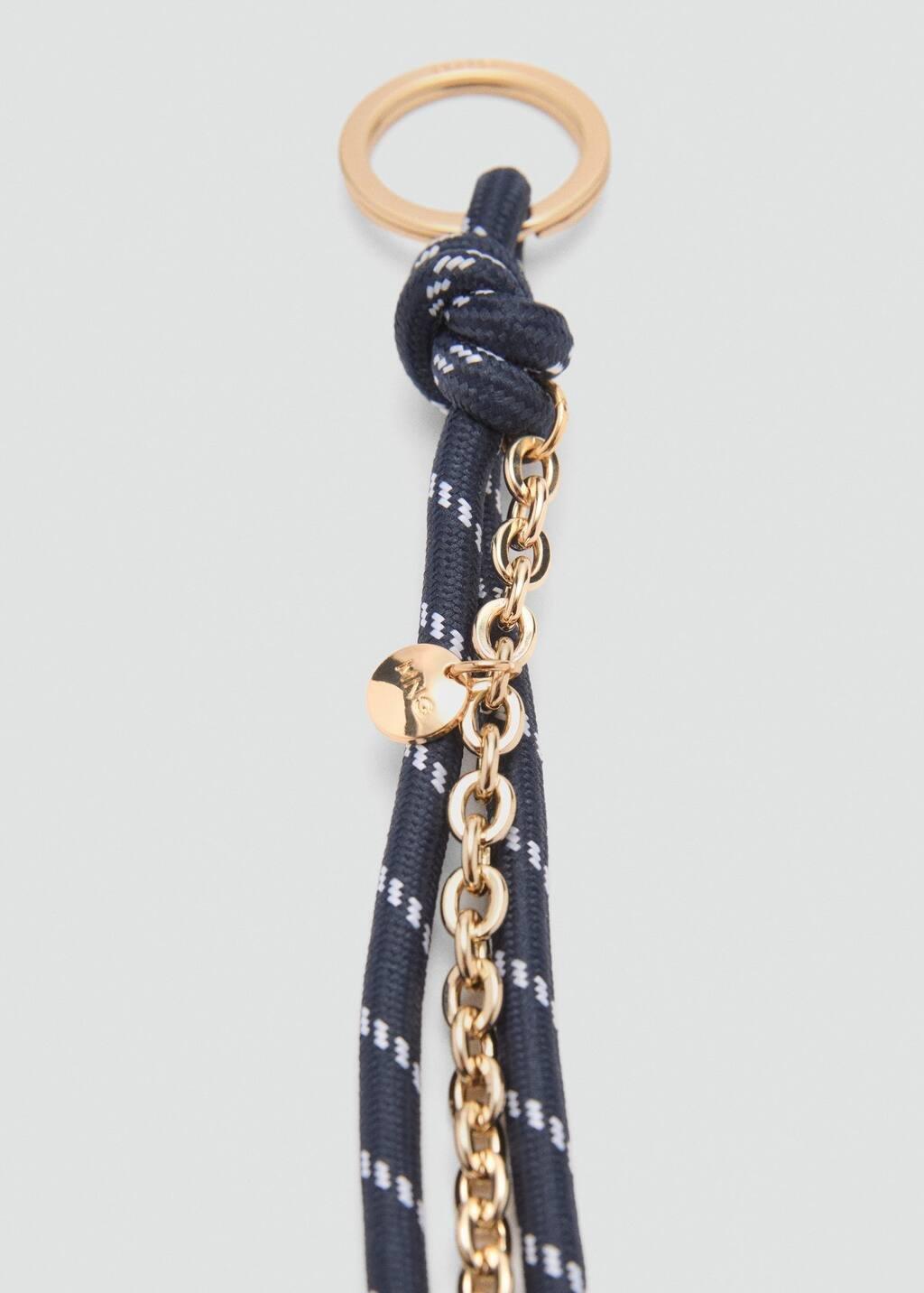 Khaki Carabiner Keychain With Knot, Beige - Khaki, large image number 2