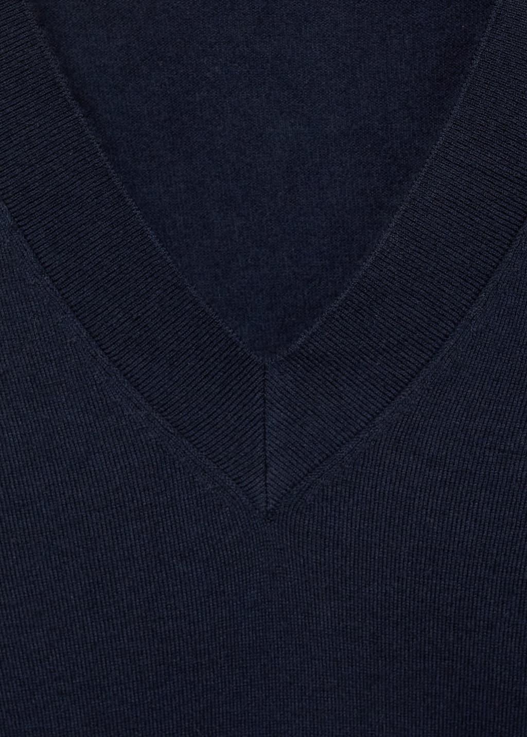 Navy V-Neck Knit Sweater, Navy, large image number 2