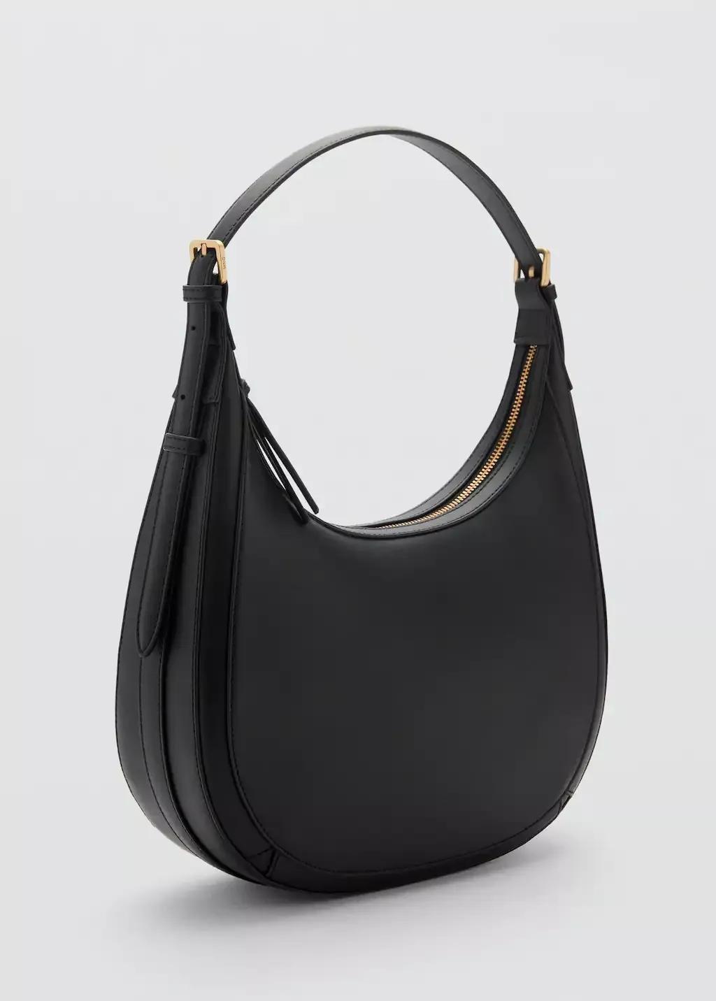 Black Oval Shoulder Bag, Black, large image number 0