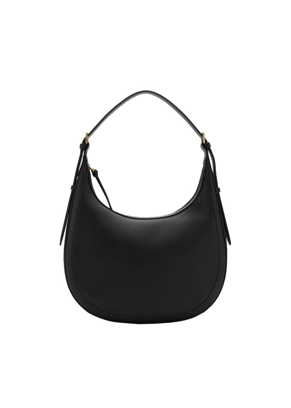 Black Oval Shoulder Bag, Black, large image number 3