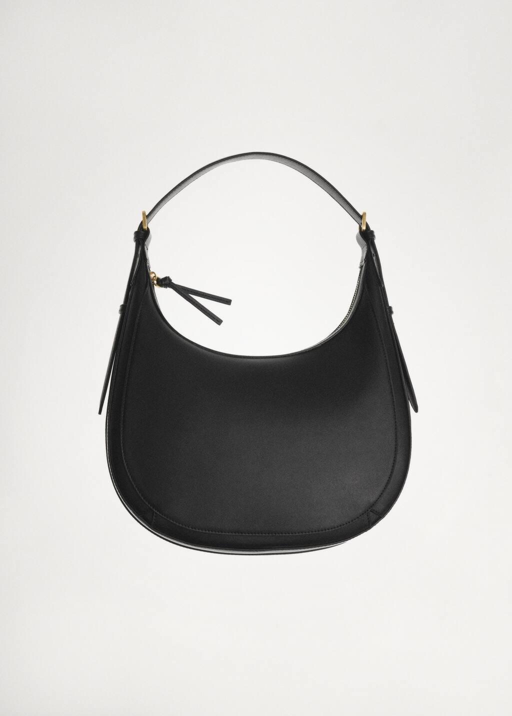 Black Oval Shoulder Bag, Black, large image number 4