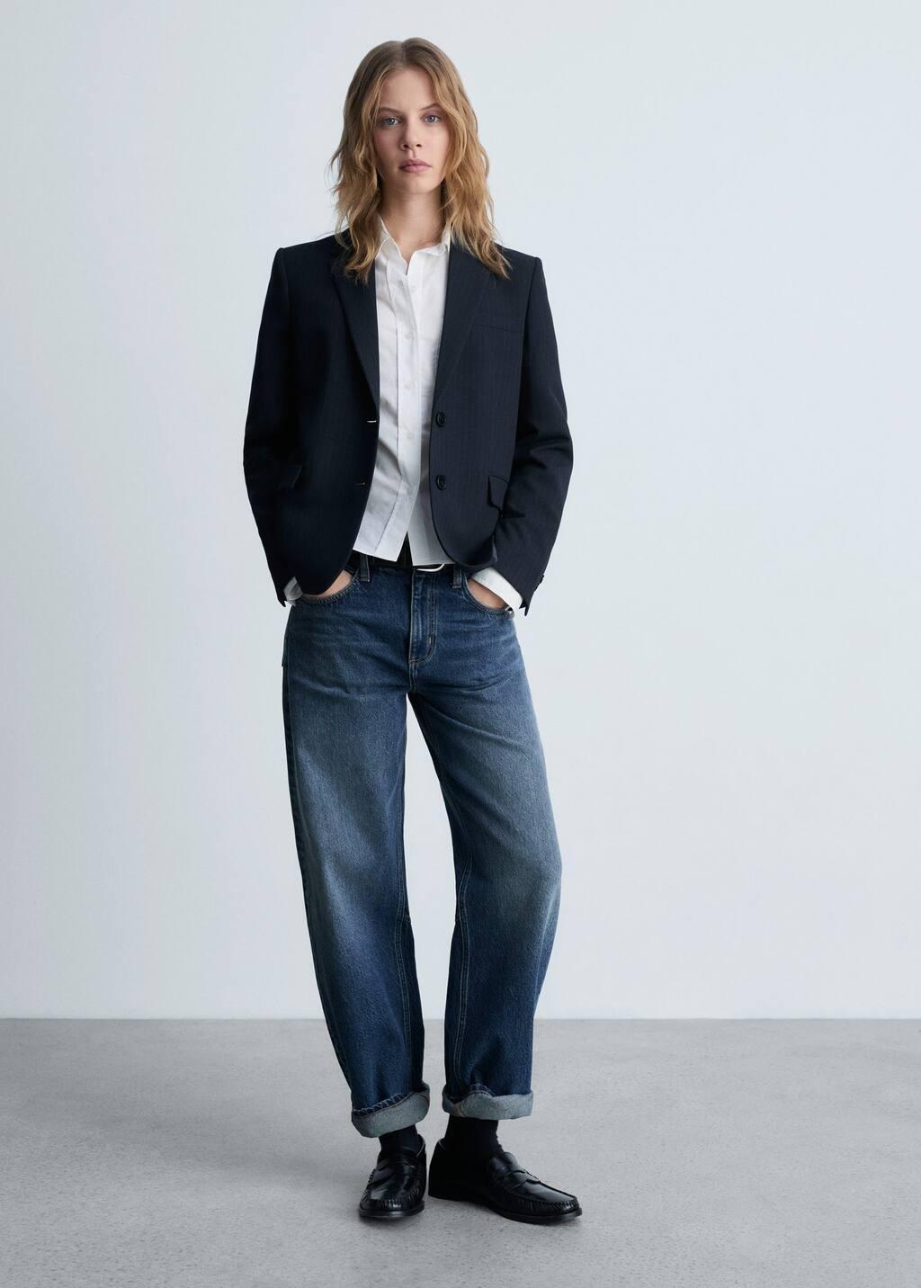 Navy Pinstripe Suit Blazer, , large image number 1
