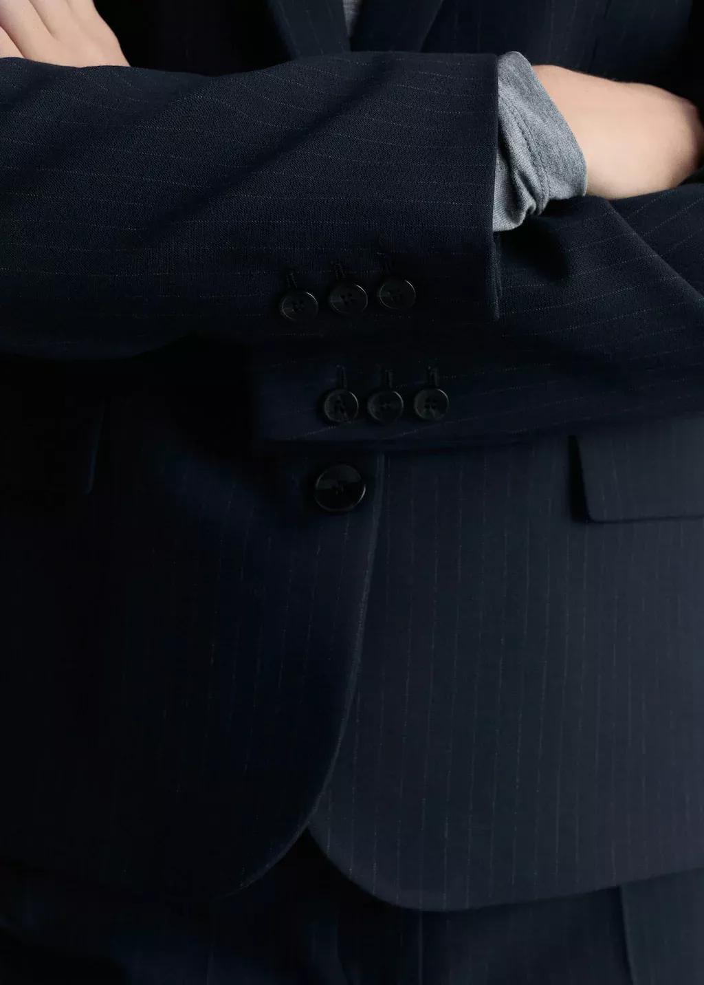 Navy Pinstripe Suit Blazer, , large image number 2