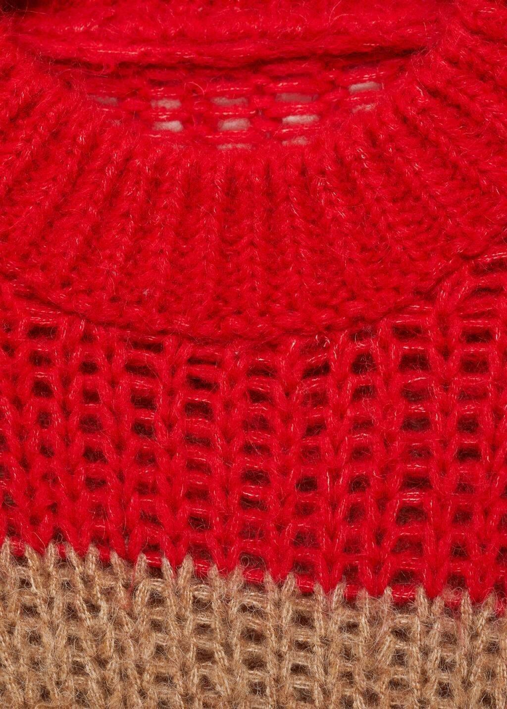 Red Thick Knit Striped Jersey, , large image number 2