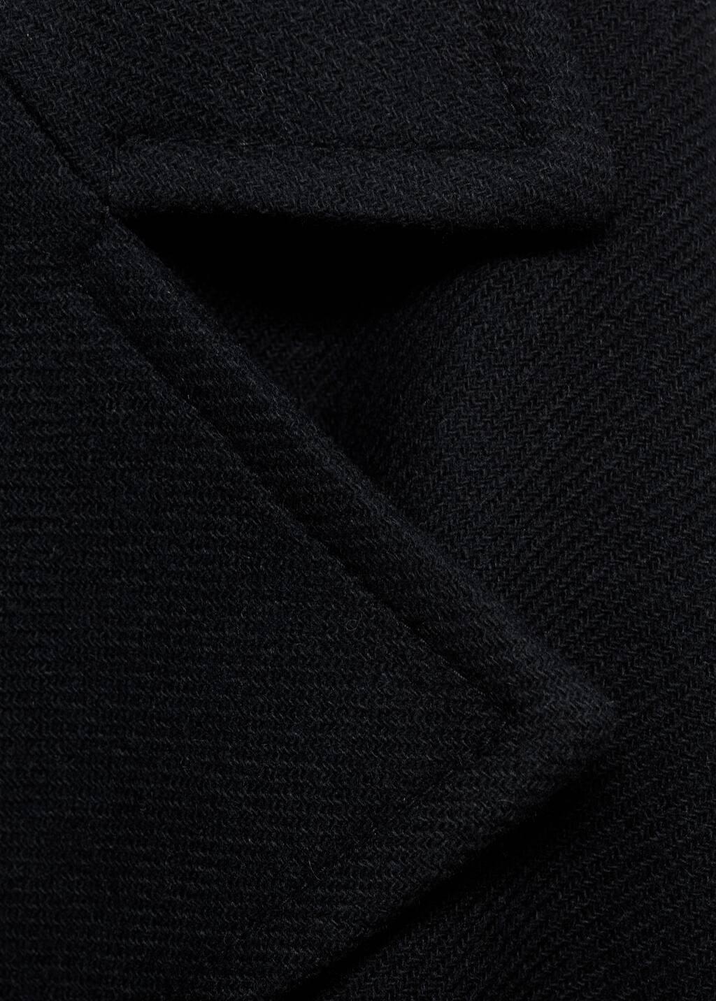 Black Maxi Lapel Manteco Wool Coat, , large image number 6