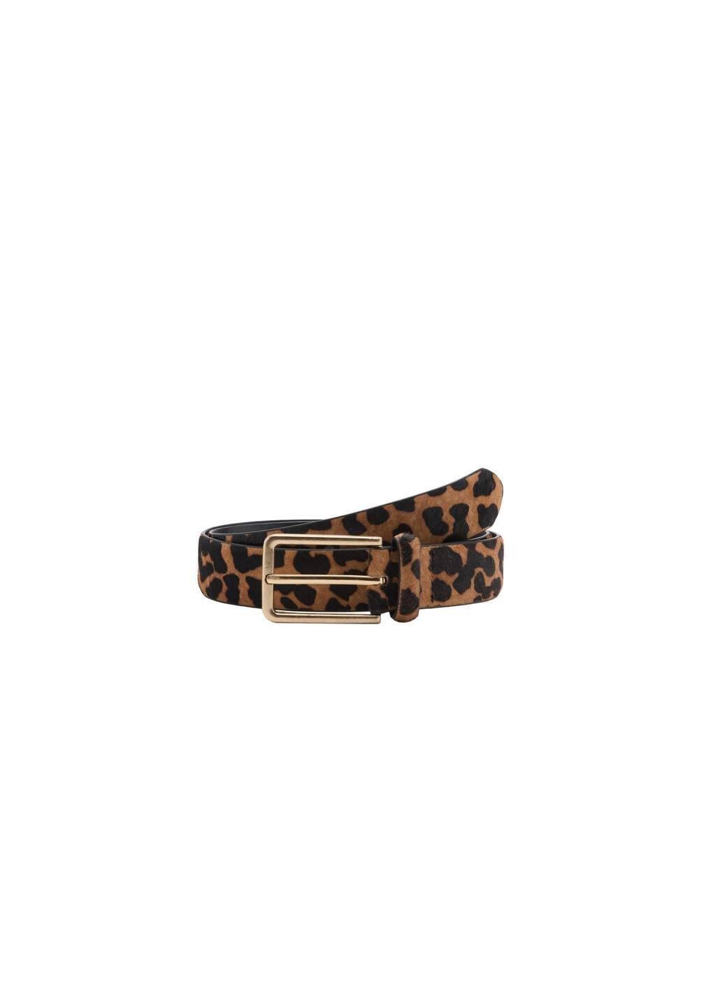 Brown Leather Belt With Leopard Skin Effect, , large image number 3