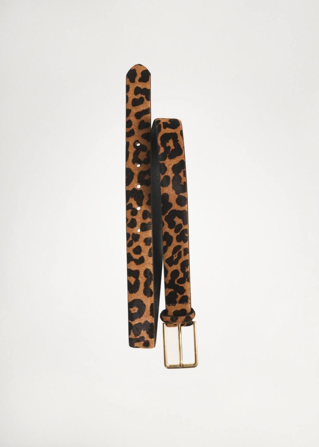 Brown Leather Belt With Leopard Skin Effect, , large image number 4
