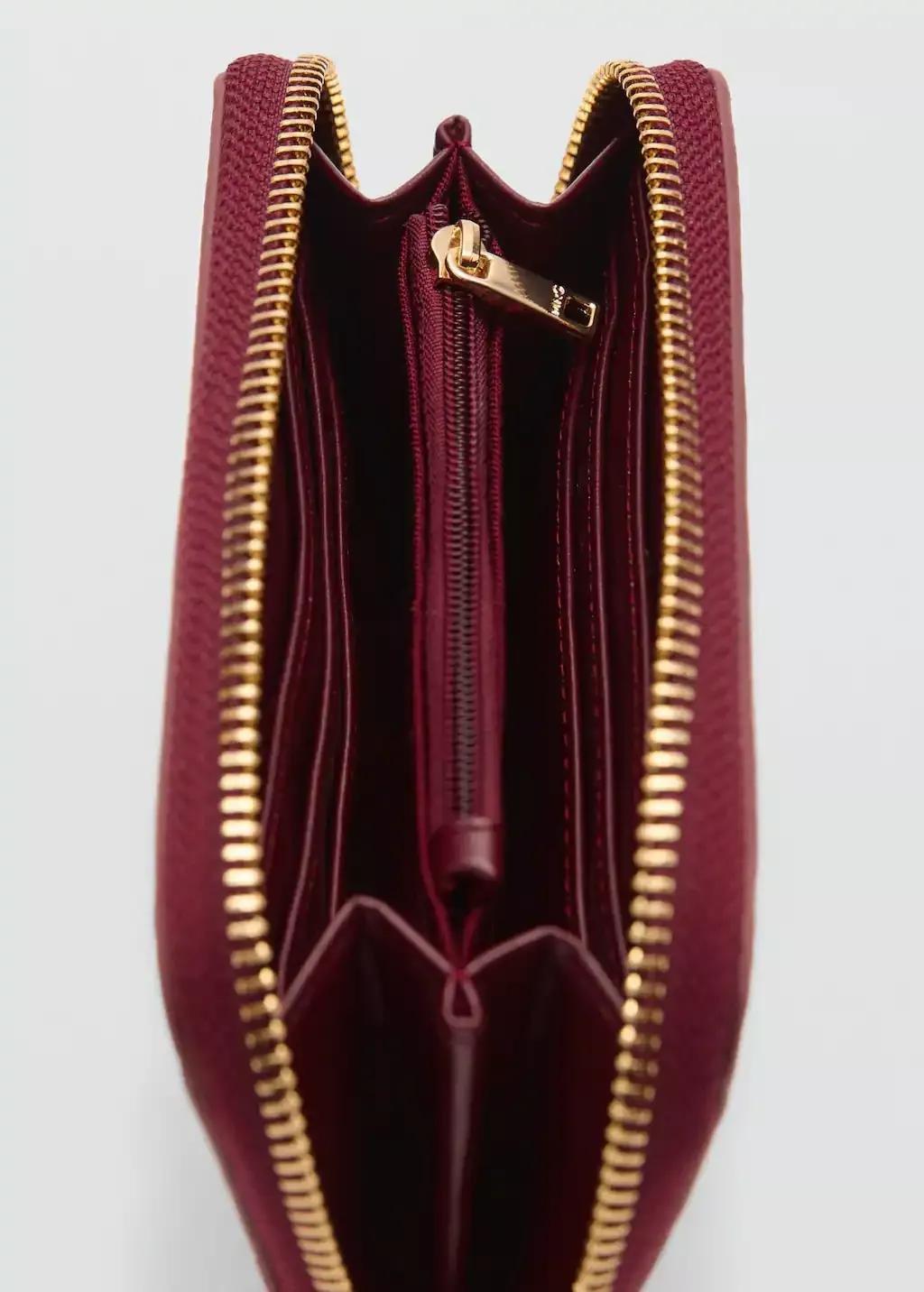 Red Crocodile-Effect Purse, Dark Red, large image number 0