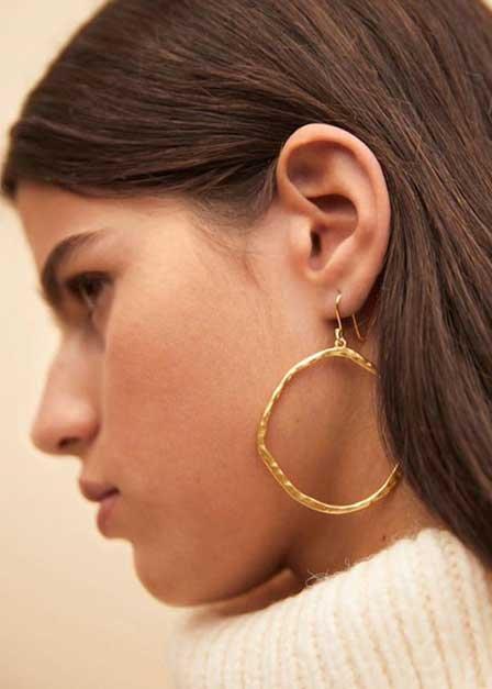 Gold Hoop Pendant Earrings, Women, , large image number 0