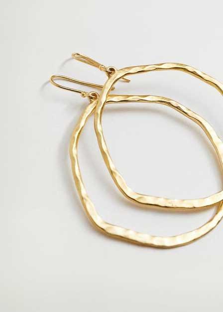 Gold Hoop Pendant Earrings, Women, , large image number 1