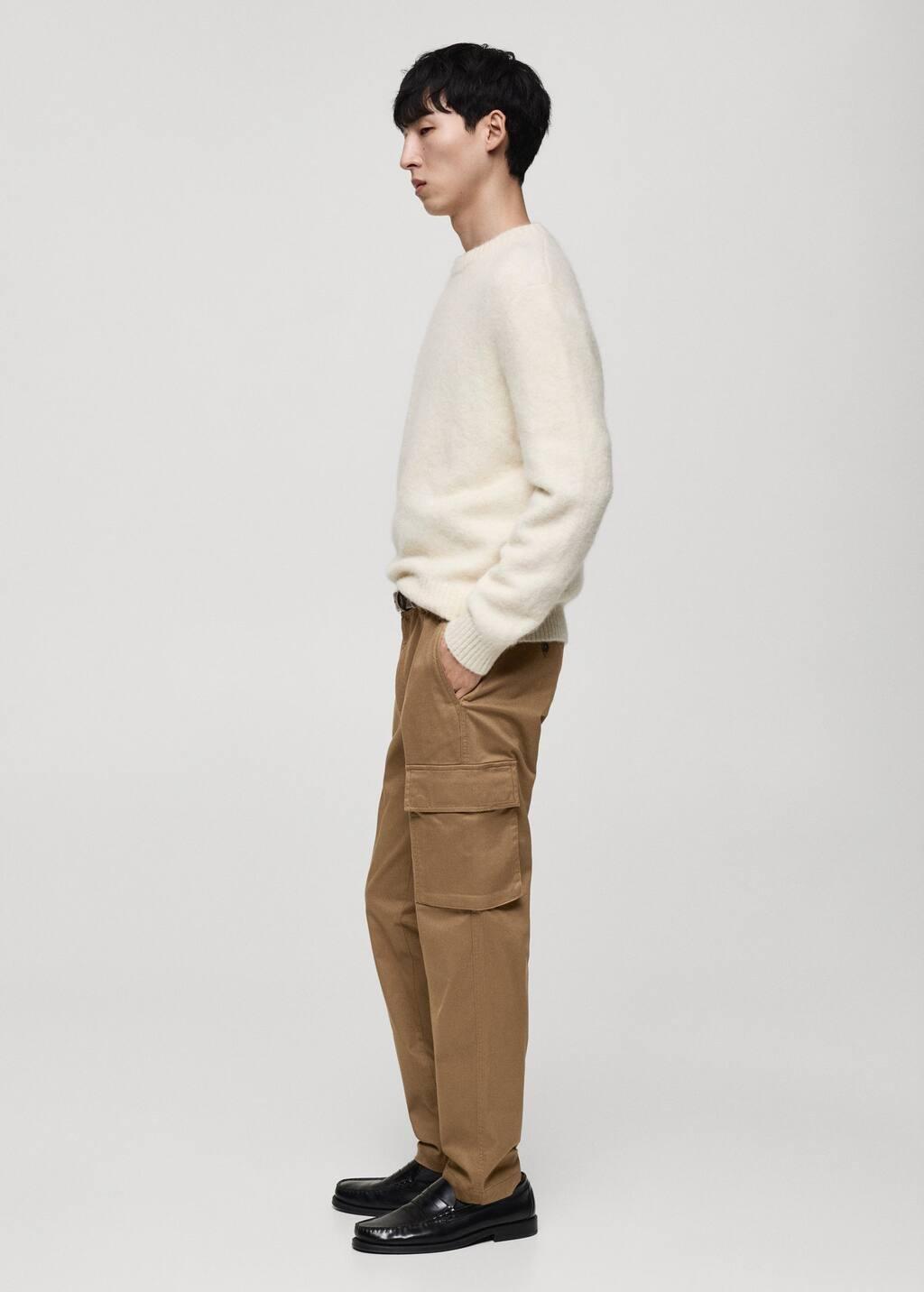 Brown Regular Fit Cotton Cargo Pants, , large image number 2