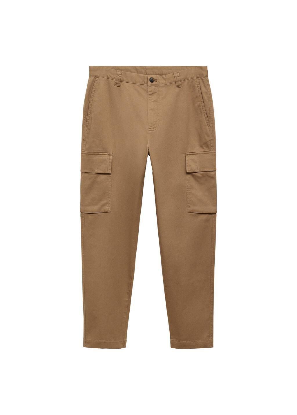 Brown Regular Fit Cotton Cargo Pants, , large image number 3