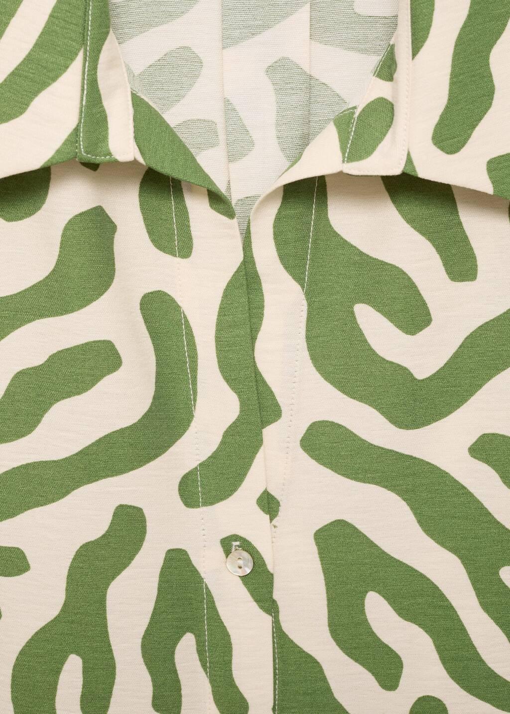Green Abstract Button Down Blouse, , large image number 3