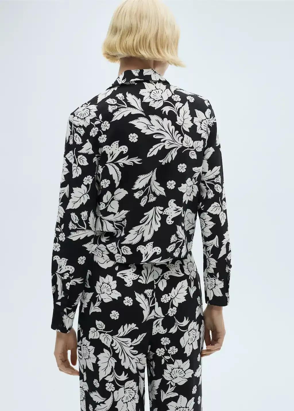 Black Floral Blouse Cropped, , large image number 4