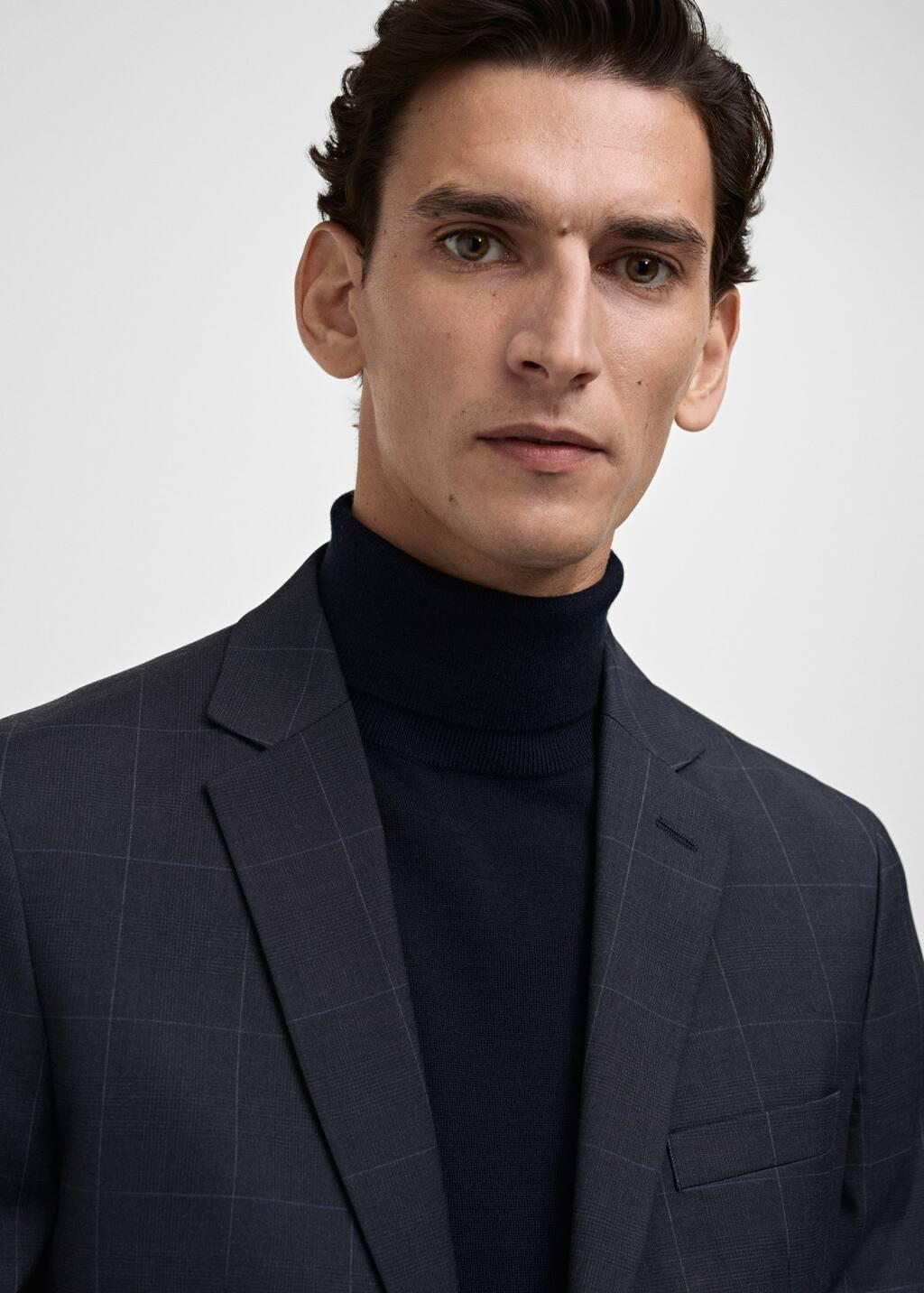 Navy Checked Suit Blazer, , large image number 1
