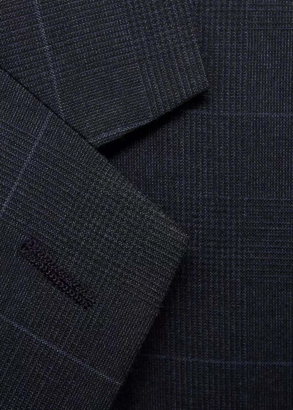 Navy Checked Suit Blazer, , large image number 3