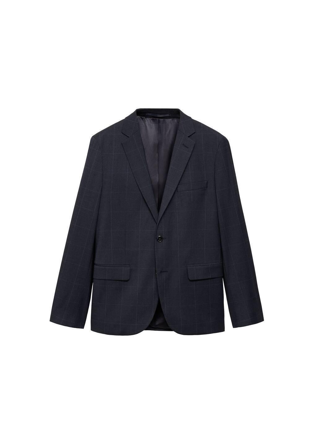 Navy Checked Suit Blazer, , large image number 4