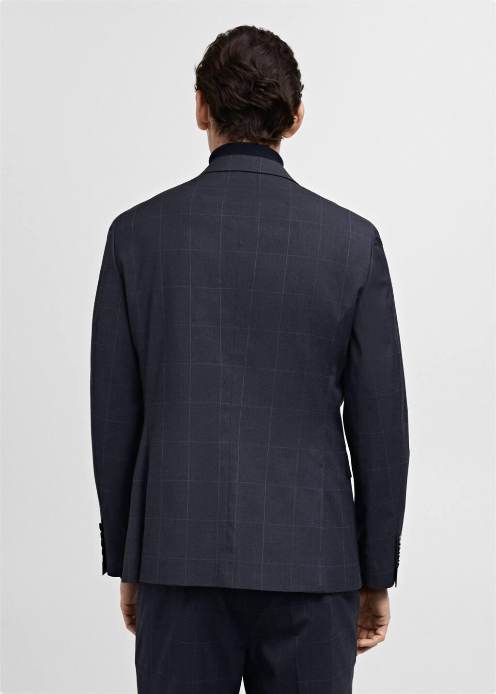 Navy Checked Suit Blazer, , large image number 6