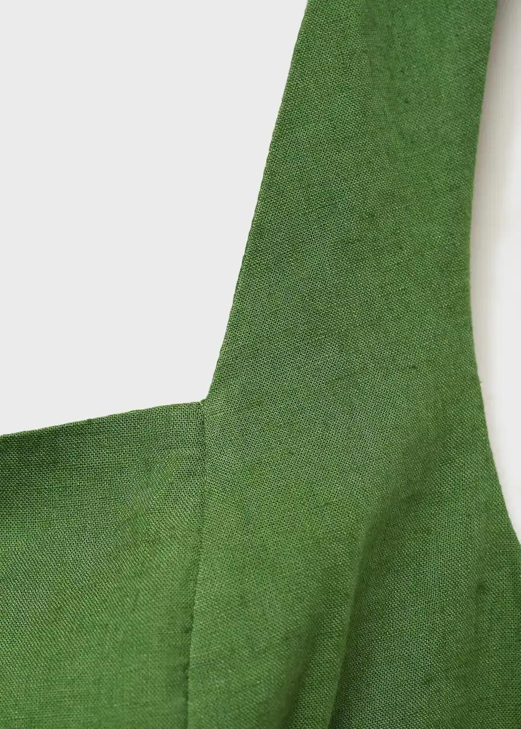 Green Straight-Fit Linen-Blend Jumpsuit, , large image number 3