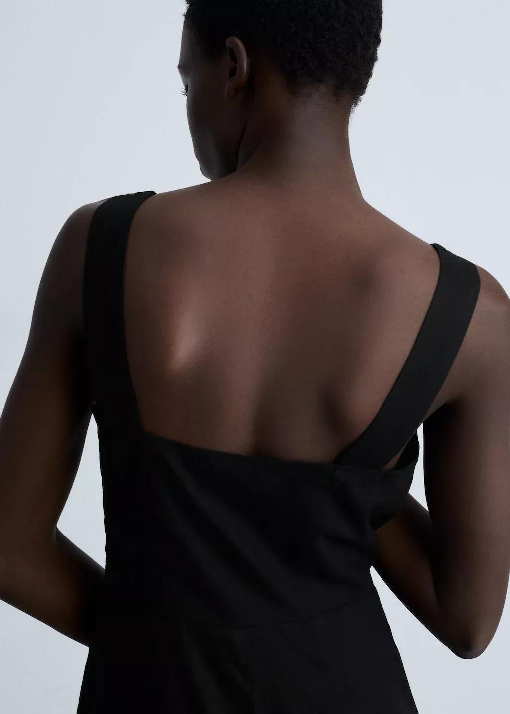 Black Straight Linen Mix Jumpsuit, , large image number 1