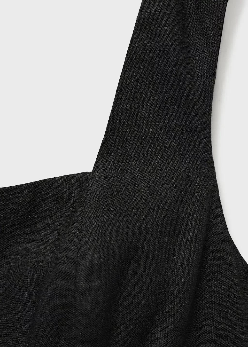 Black Straight Linen Mix Jumpsuit, , large image number 2