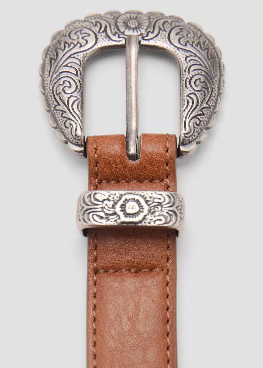 Brown Embossed Buckle Belt, , large image number 0
