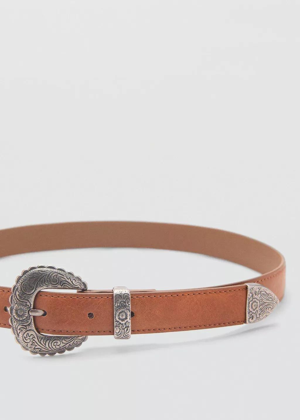 Brown Embossed Buckle Belt, , large image number 1