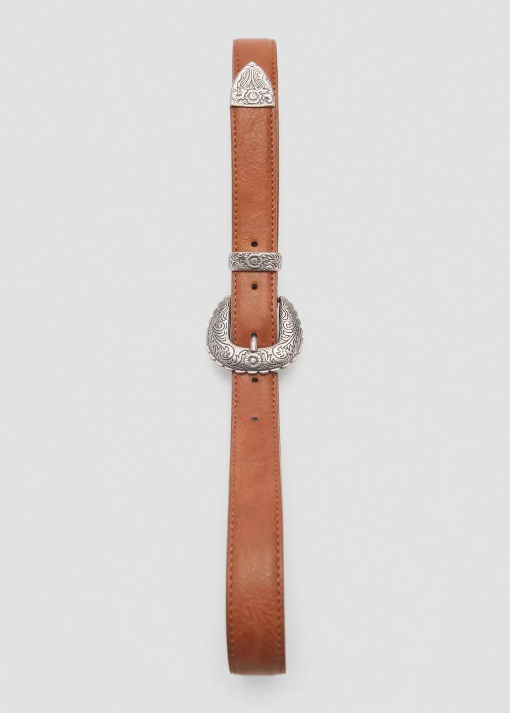 Brown Embossed Buckle Belt, , large image number 2