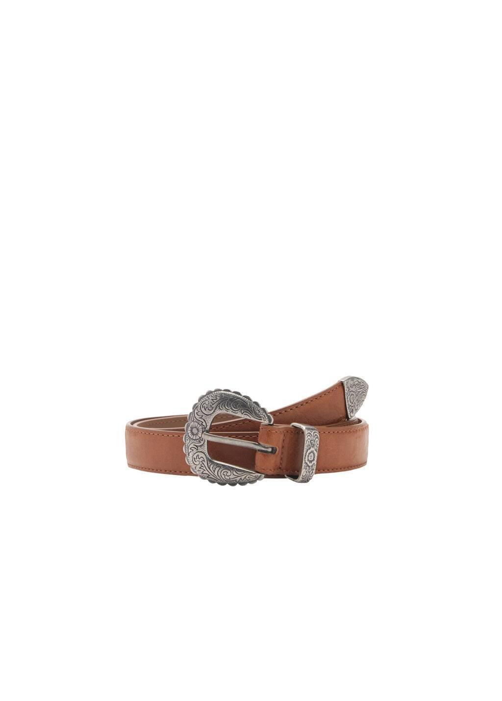 Brown Embossed Buckle Belt, , large image number 3