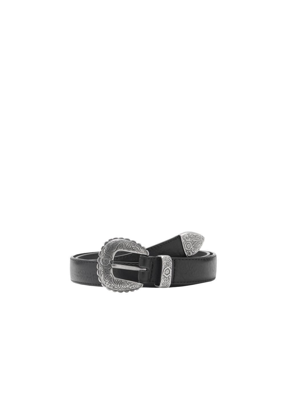 Black Embossed Buckle Belt, , large image number 3